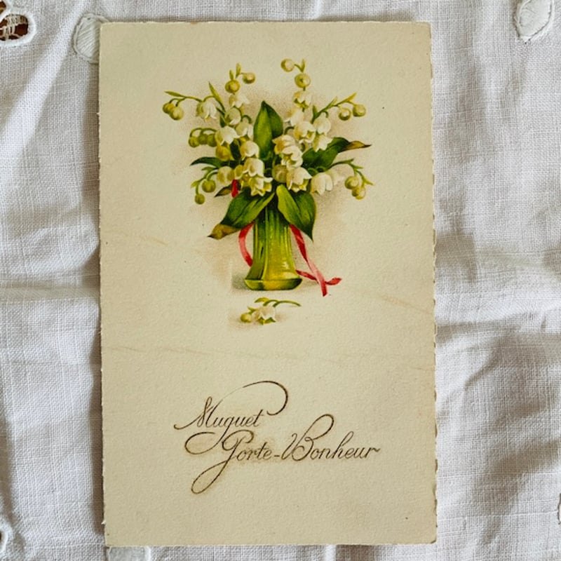 フランス アンティークポストカード すずらんの花 未使用 [s058f