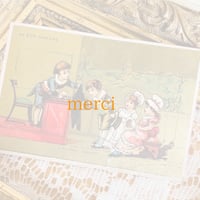 フランスアンティーククロモカード　ボンマルシェ2枚セット　ご挨拶シリーズ フランスアンティーククロモカード ボンマルシェ2枚セット ご挨拶