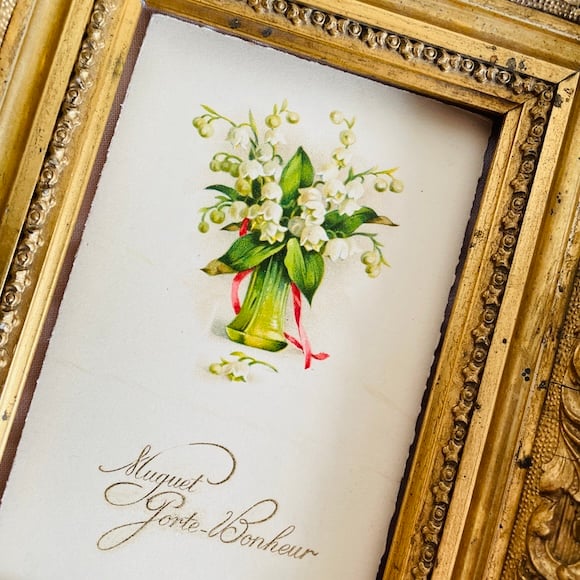 フランス アンティークポストカード すずらんの花 未使用 [s058f