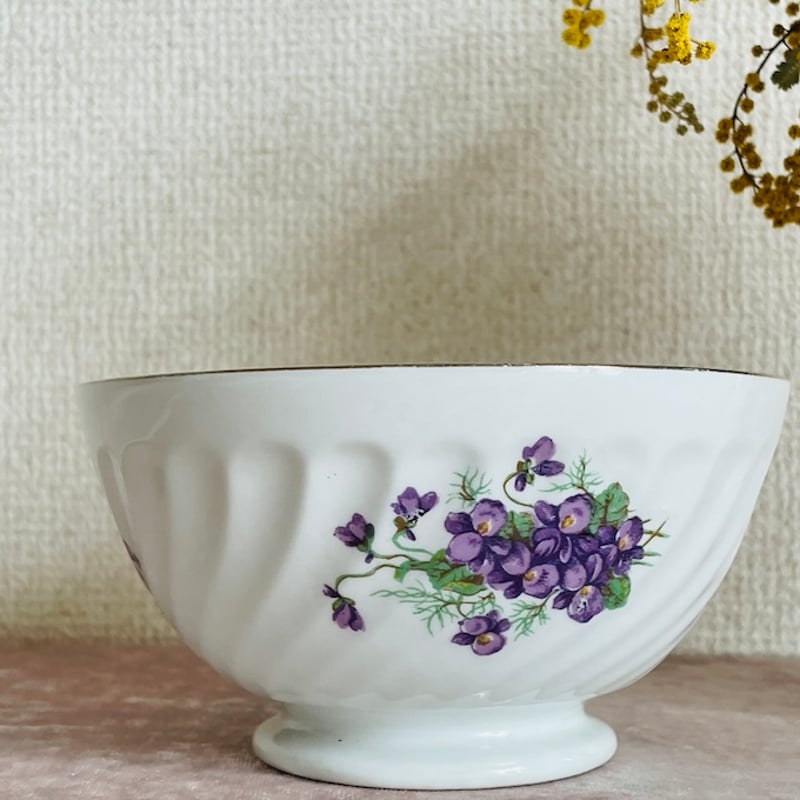 フランス すみれのカフェオレボウル ディゴワン サルグミンヌ [i026