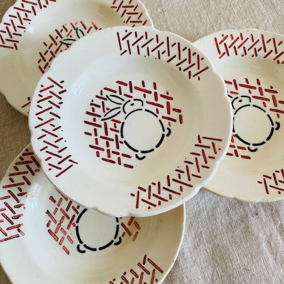 フランスアンティーク ディネット うさぎプレート 深皿 [a020] | shanachie