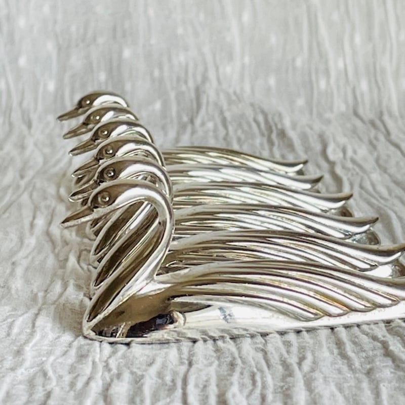 フランス　アンティーク　シルバーカトラリーレスト　植物のモチーフ　5個セット フランス アンティーク シルバーカトラリーレスト 植物のモチーフ 5個