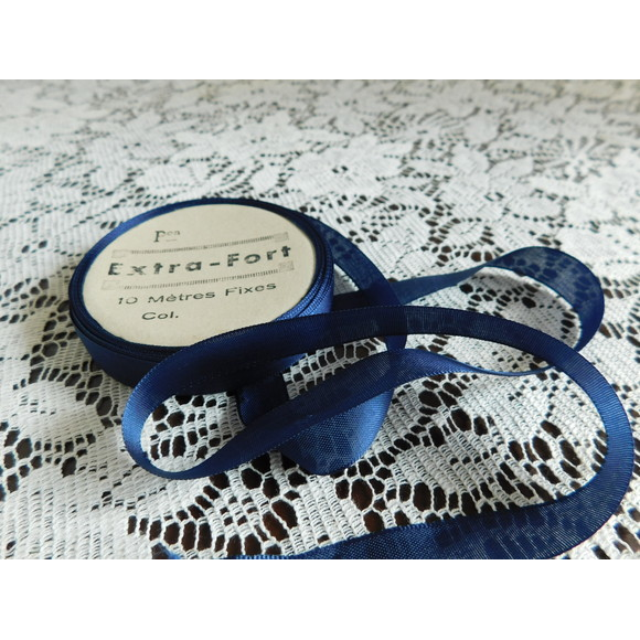 フランスアンティーク リボン ブルー系 850cm [m001] | shanachie