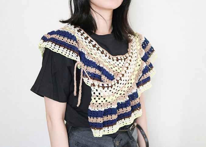 DL編み図］贅沢フリルのクロシェカラー／crochet／p.9 | 112_STORES店