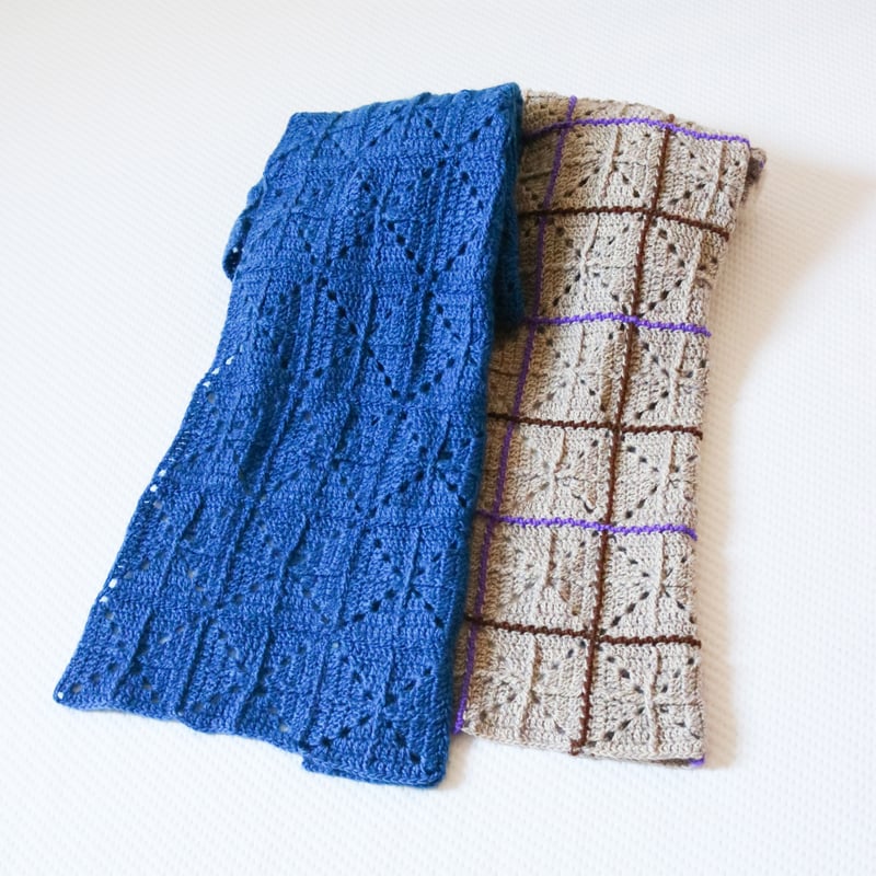 DL編み図］立体的なチェックのクロシェストール／crochet／p.6