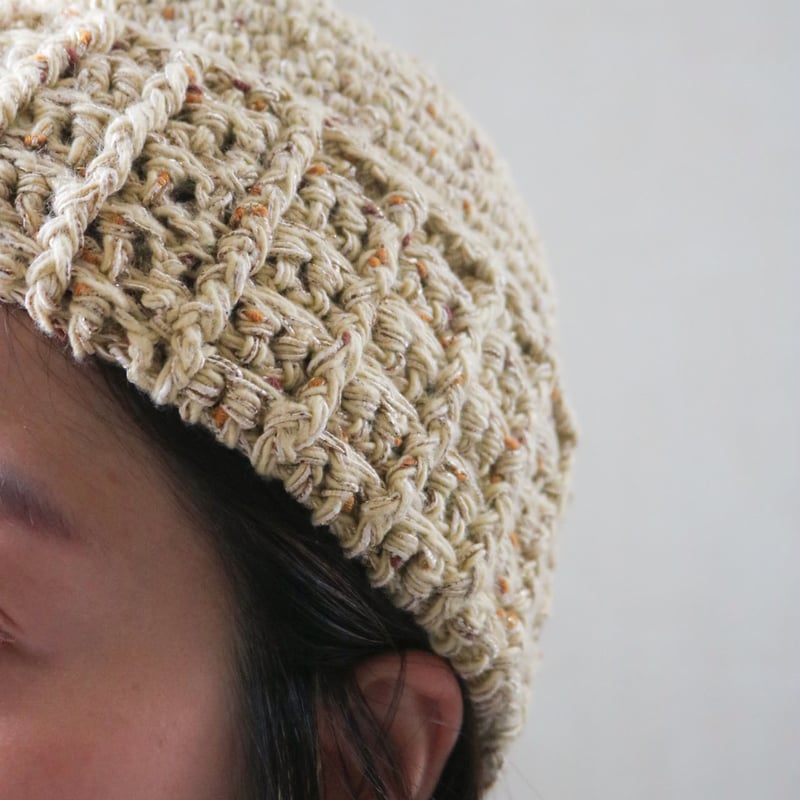 DL編み図］トッピングは何にする？ワッフルビーニー／crochet／p.6