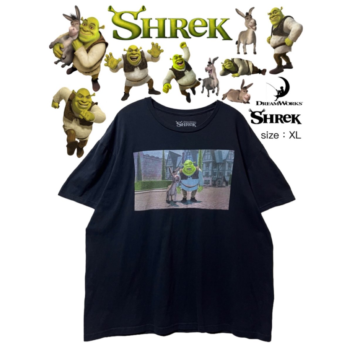 SHREK Tシャツ S 黒 USA古着 レディース] ユーズド USA製 シュレック