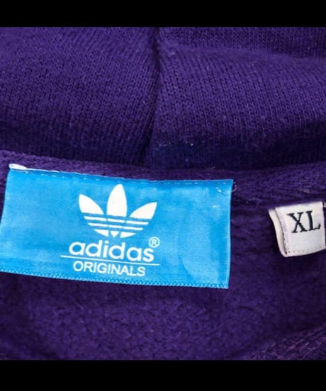 adidas　トレフォイルロゴ　パーカー　レディスXL　紫　UK古着