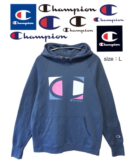 Champion　パーカー　L　青系　FRA古着