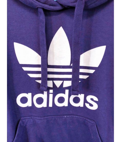 adidas　トレフォイルロゴ　パーカー　レディスXL　紫　UK古着