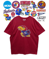 NCAA　Kansas Jayhawks　Tシャツ　XL　あずき色　USA古着
