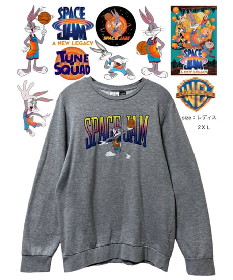 SPACE JAM　 スウェット　レディス2XL　グレー　USA古着