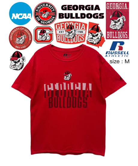 NCAA　GEORGIA BULLDOGS　Tシャツ　M　赤　USA古着