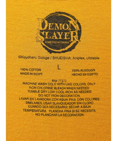 DEMON SLAYER　ZENITSU　Tシャツ　L　カラシ色　USA古着