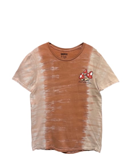 THE SMURFS　Tシャツ　M　ダイタイ柄　ベージュ×オレンジ　USA古着