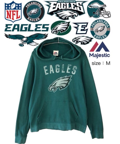 NFL　Philadelphia Eagles　パーカー　M　深緑　USA古着