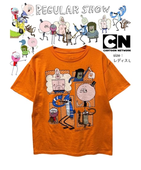 REGULAR SHOW　Tシャツ　レディスL　オレンジ　USA古着