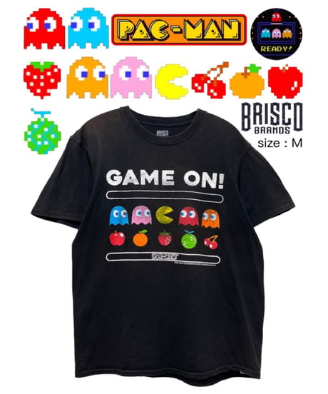 PAC-MAN　Tシャツ　M　黒　USA古着