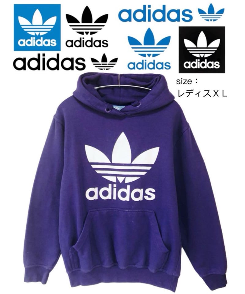 adidas トレフォイルロゴ パーカー レディスXL 紫 UK古着 | 古着 / 3104家