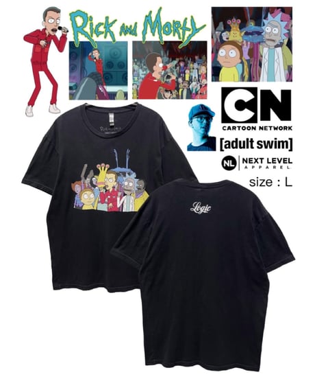 Rick and Morty　Logic　Tシャツ　Ｌ　黒　USA古着