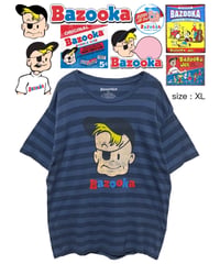 BAZOOKA JOE　Tシャツ　XL　紺 ✕ 青　ボーダー　USA古着