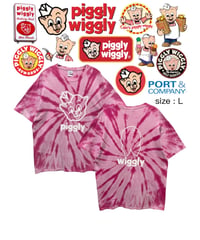 Piggly Wiggly　Tシャツ　L　ピンク × 赤　ダイタイ柄　USA古着