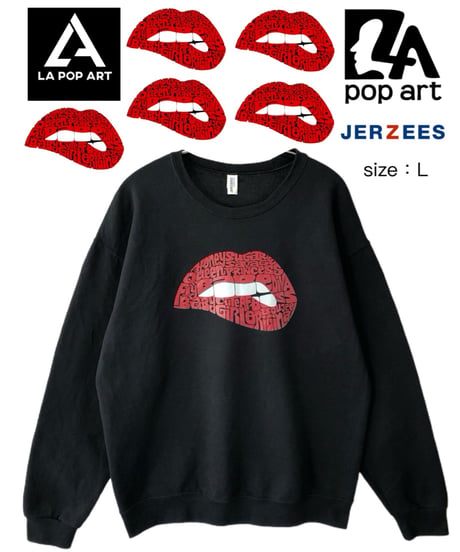 LA Pop Art　Savage Lips　スウェット　G　黒　USA古着