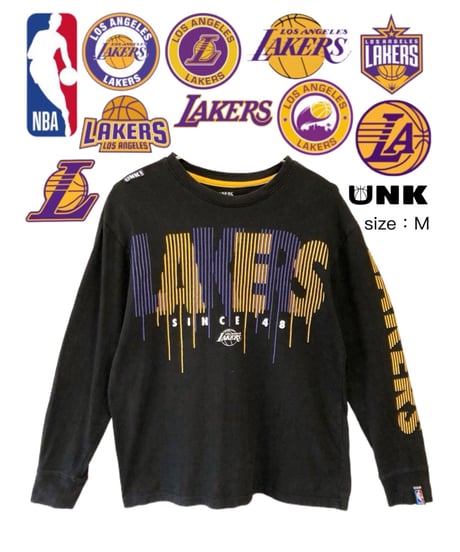 NBA　Los Angeles Lakers　長袖Ｔシャツ　M　黒　USA古着