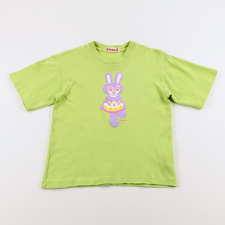 00’s Twisty / ツイスティ プリント半袖Tシャツ FREEサイズ イエローグリーン（ジャンク商品）