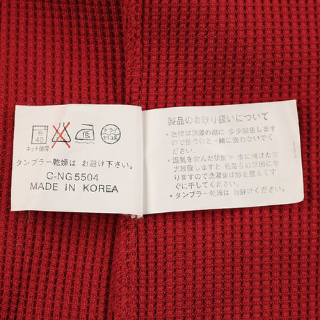 00’s TWO FOUR ZERO ワッフルタートルネック長袖カットソー レッド（ジャンク商品）