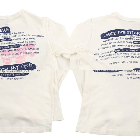 00’s HERE THERE ヒアゼア パンクファッション切替プリント長袖カットソー  フリーサイズ ホワイト（ジャンク商品）