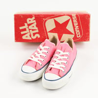 80’s ヴィンテージ USA製 CONVERSE コンバース オールスター スニーカー ピンク US3H ボーイズサイズ22.5cm 赤箱付（ジャンク商品）