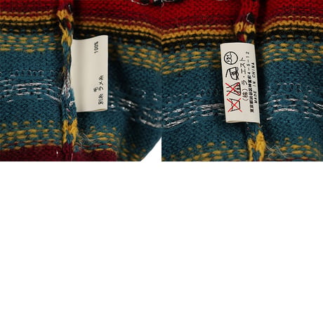 00’s HERE THERE ヒアゼア フェアアイル柄マチなしニットショルダーバッグ   ピンクベース（ジャンク商品）