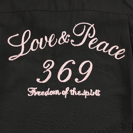 00’s 369 / ミロク チェーン刺繍ボーリングシャツ 0サイズ ブラック（ジャンク商品）