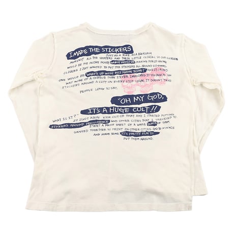 00’s HERE THERE ヒアゼア パンクファッション切替プリント長袖カットソー  フリーサイズ ホワイト（ジャンク商品）
