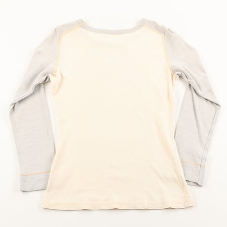 00’s HYSTERIC GLAMOUR ヒステリックグラマー 胸プリント7分袖ラグラン風カットソー FREEサイズ オフホワイト/グレー（ジャンク商品）