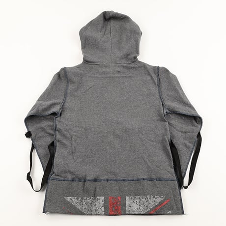00’s HERE THERE ヒアゼア ロンドンパンクフーディーカットソー  フリーサイズ チャコールグレー（ジャンク商品）