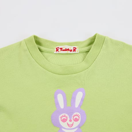 00’s Twisty / ツイスティ プリント半袖Tシャツ FREEサイズ イエローグリーン（ジャンク商品）