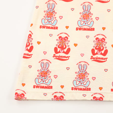 00’s SWIMMER スイマー プリントキャミワンピース FREEサイズ ライトベージュベース（ジャンク商品）