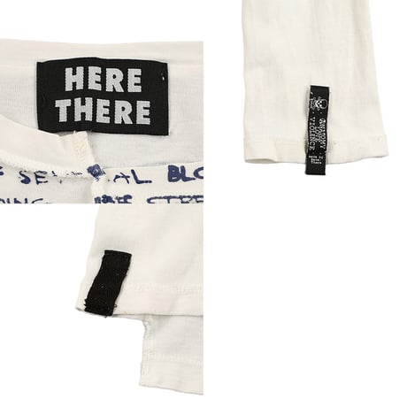 00’s HERE THERE ヒアゼア パンクファッション切替プリント長袖カットソー  フリーサイズ ホワイト（ジャンク商品）