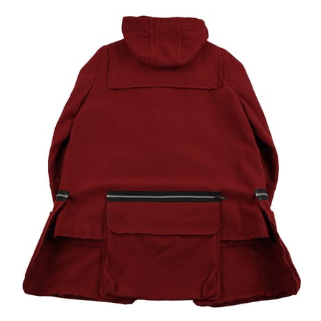 00’s HERE THERE ヒアゼア パンクファッションダッフルコート フリーサイズ ワインレッド（ジャンク商品）（腰のポケットは飾りポケットです）
