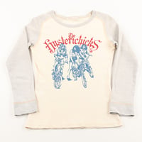 00’s HYSTERIC GLAMOUR ヒステリックグラマー 胸プリント7分袖ラグラン風カットソー FREEサイズ オフホワイト/グレー（ジャンク商品）