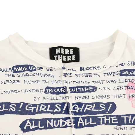 00’s HERE THERE ヒアゼア パンクファッション切替プリント長袖カットソー  フリーサイズ ホワイト（ジャンク商品）