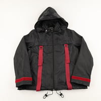 00’s HERE THERE ヒアゼア パンクファッションボンデッジナイロンジャケット フリーサイズ ブラック/ワイン（ジャンク商品）
