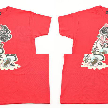 00’s Strawberry Rock! BY FINE 水野純子イラストTシャツ Sサイズ レッド USA製（ジャンク商品）