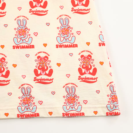 00’s SWIMMER スイマー プリントキャミワンピース FREEサイズ ライトベージュベース（ジャンク商品）