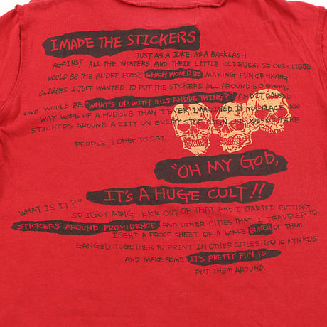 00’s HERE THERE ヒアゼア パンクファッション切替プリント長袖カットソー  フリーサイズ レッド（ジャンク商品）