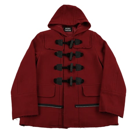 00’s HERE THERE ヒアゼア パンクファッションダッフルコート フリーサイズ ワインレッド（ジャンク商品）（腰のポケットは飾りポケットです）