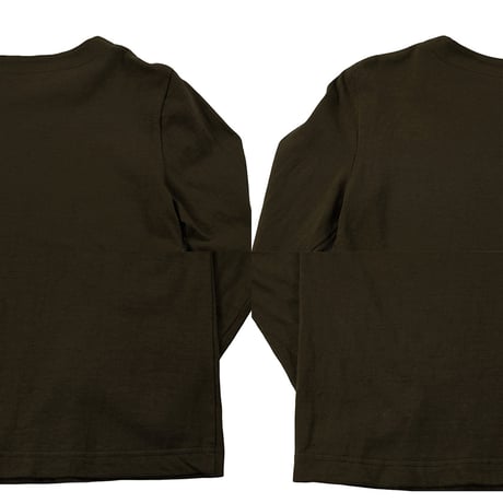 00’s V・E・S 胸プリントボートネックロングTシャツ フリーサイズ オリーブ（ジャンク商品）