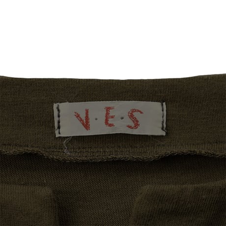 00’s V・E・S 胸プリントボートネックロングTシャツ フリーサイズ オリーブ（ジャンク商品）